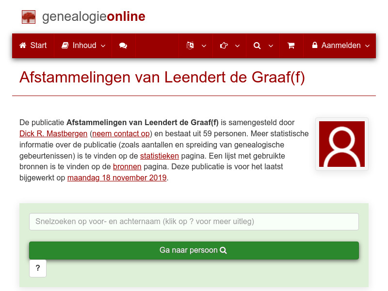 Screenshot van website