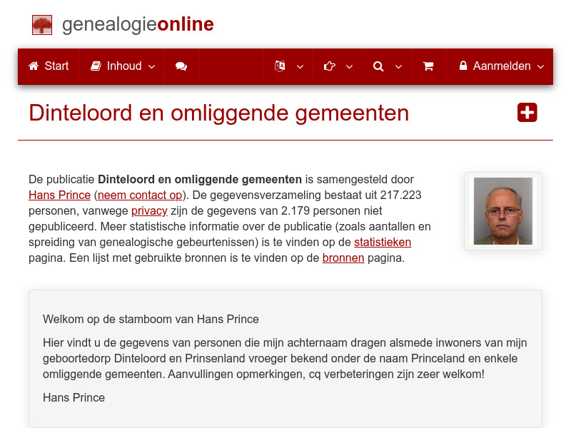 Screenshot van website
