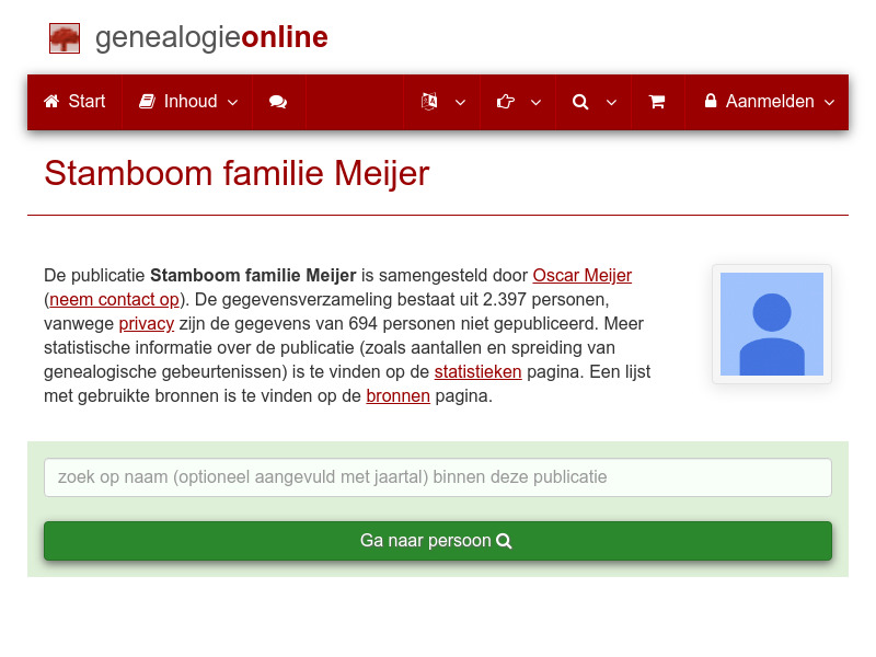 Screenshot van website