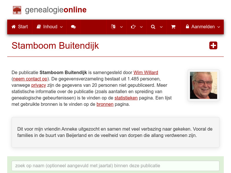 Screenshot van website