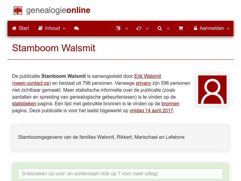 Screenshot van website