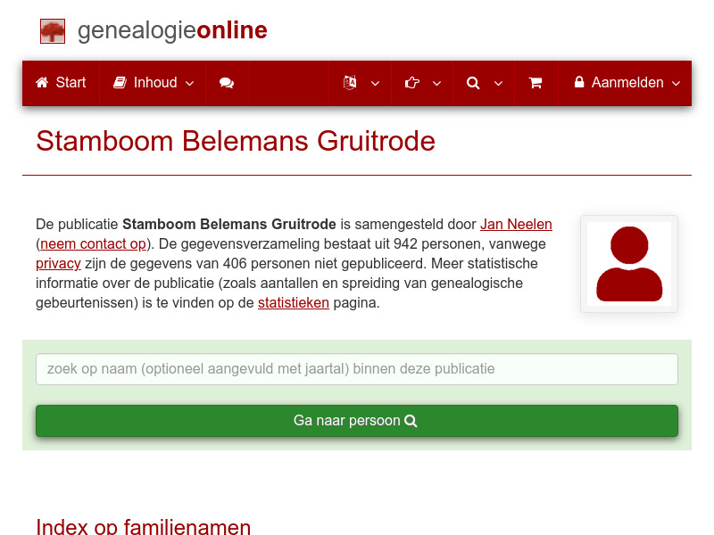 Screenshot van website