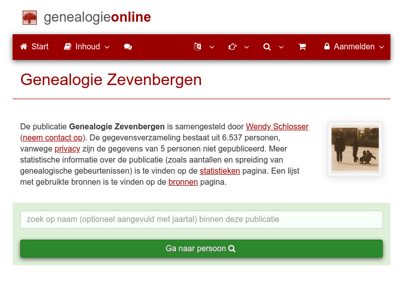Screenshot van website