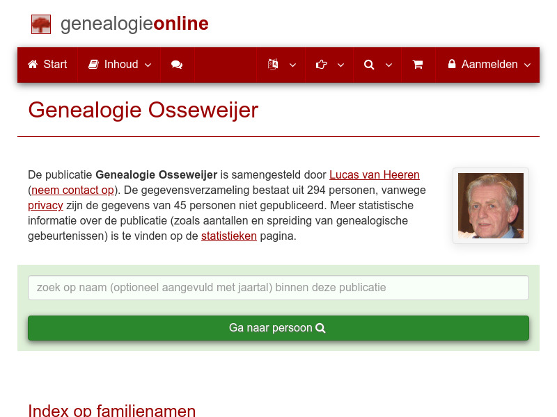 Screenshot van website