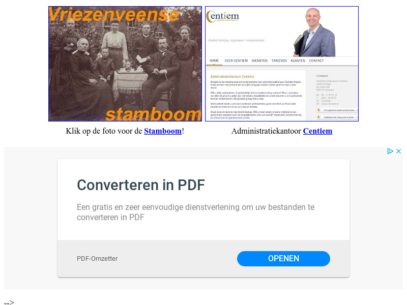 Screenshot van website
