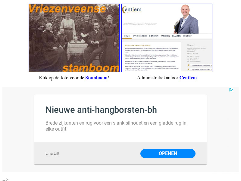 Screenshot van website