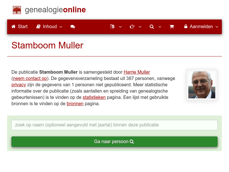 Screenshot van website