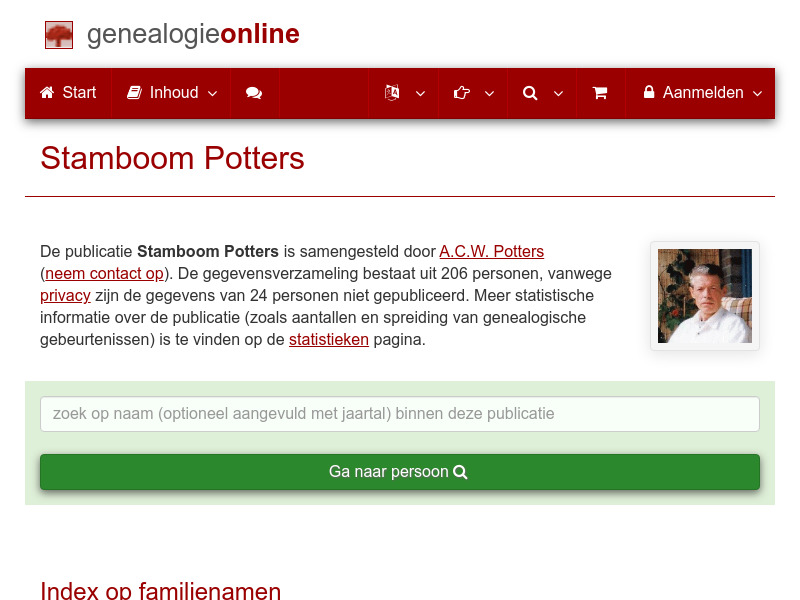 Screenshot van website