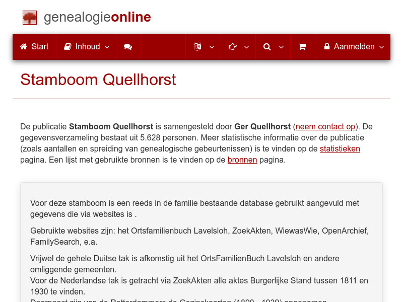 Screenshot van website