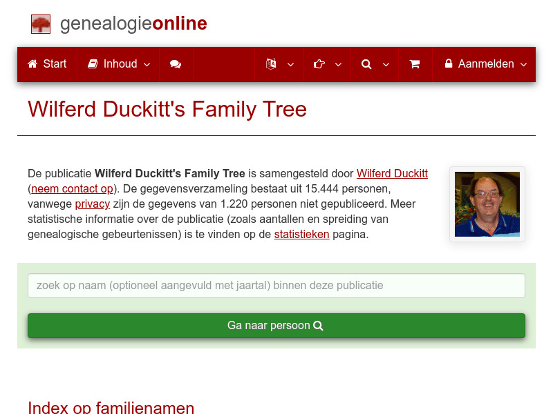 Screenshot van website