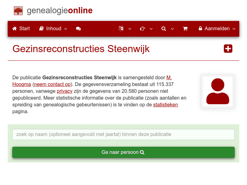 Screenshot van website