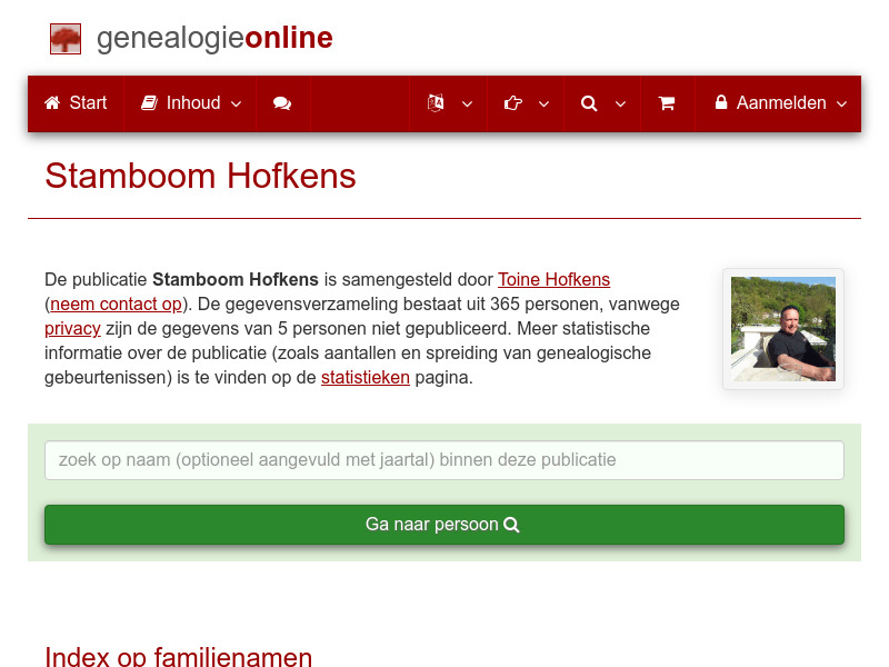 Screenshot van website