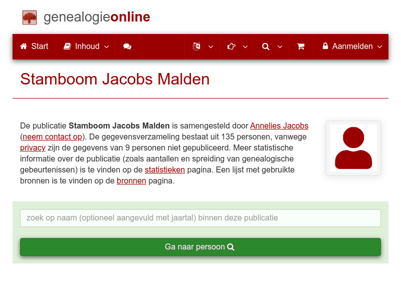 Screenshot van website