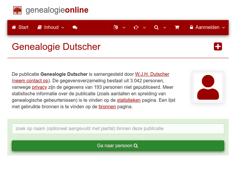 Screenshot van website