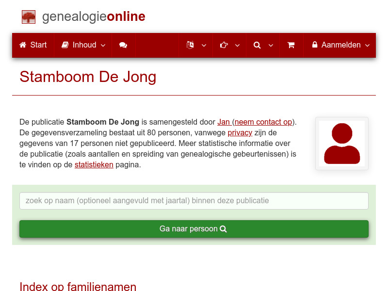 Screenshot van website