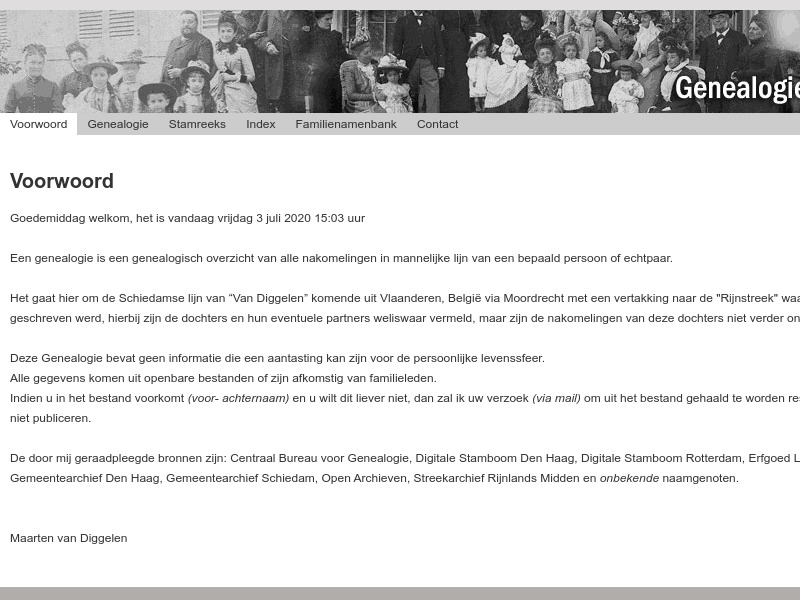 Screenshot van website