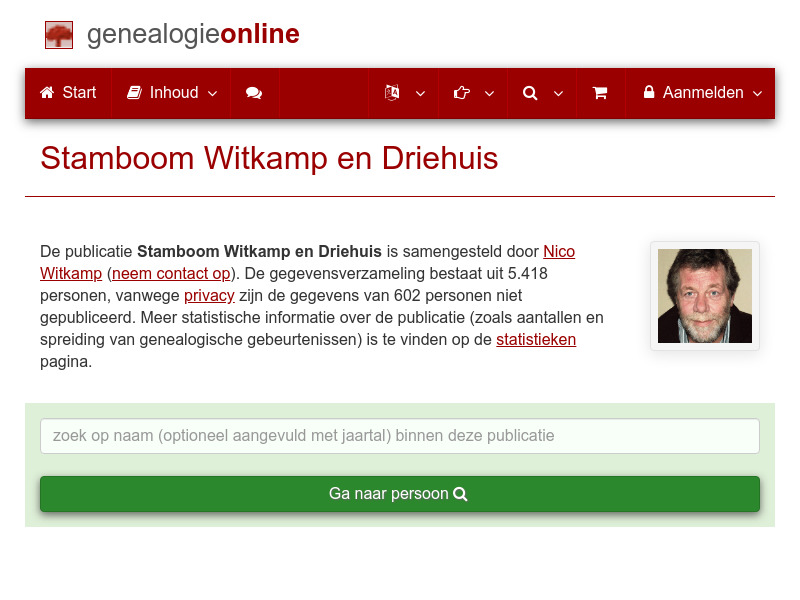 Screenshot van website