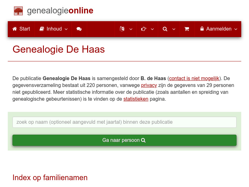 Screenshot van website