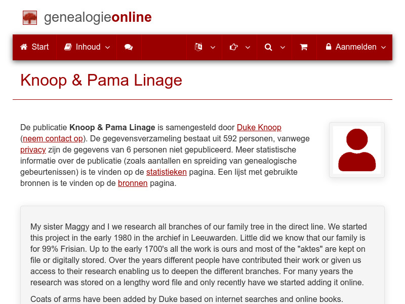 Screenshot van website