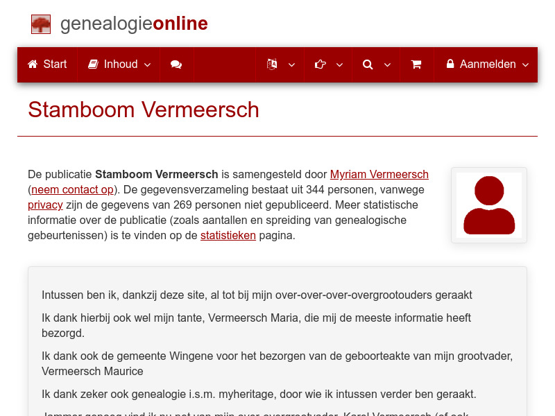 Screenshot van website