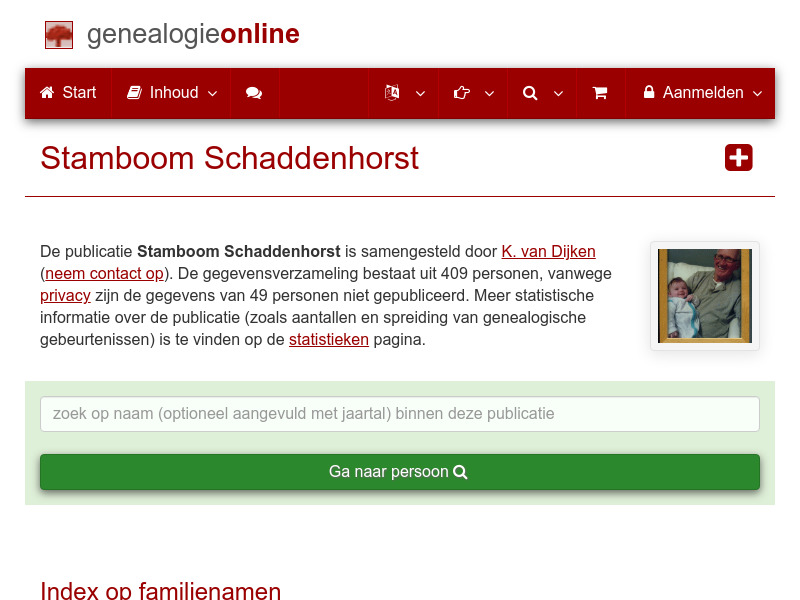 Screenshot van website