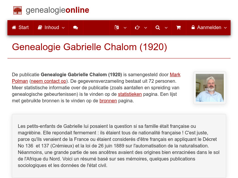 Screenshot van website