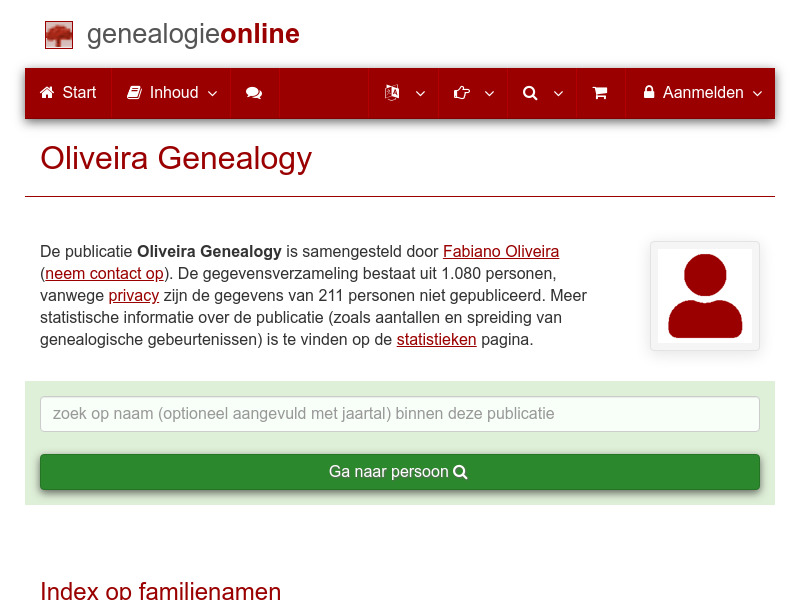 Screenshot van website