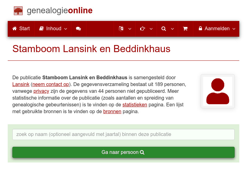 Screenshot van website