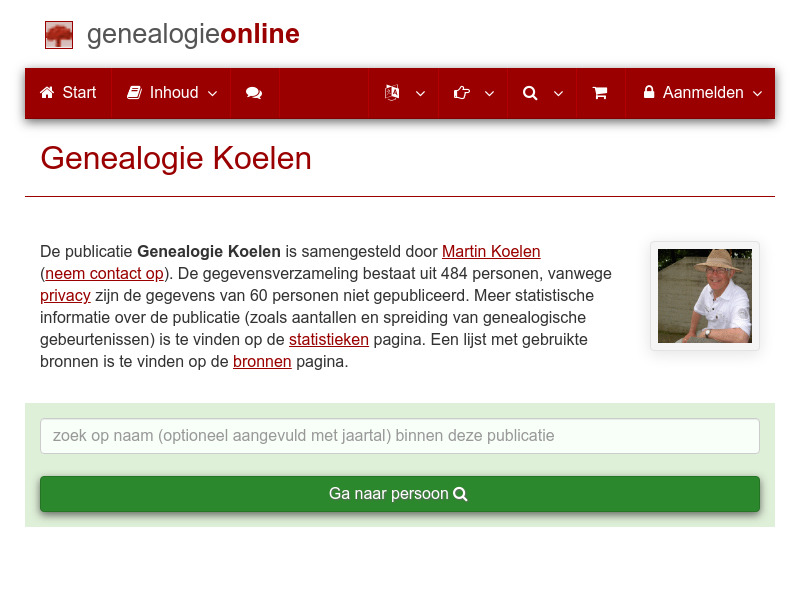 Screenshot van website
