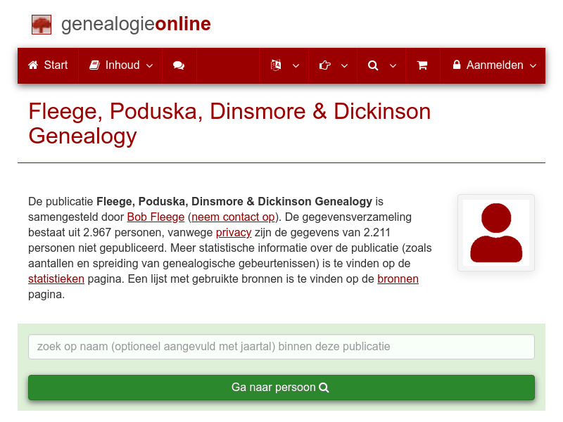 Screenshot van website
