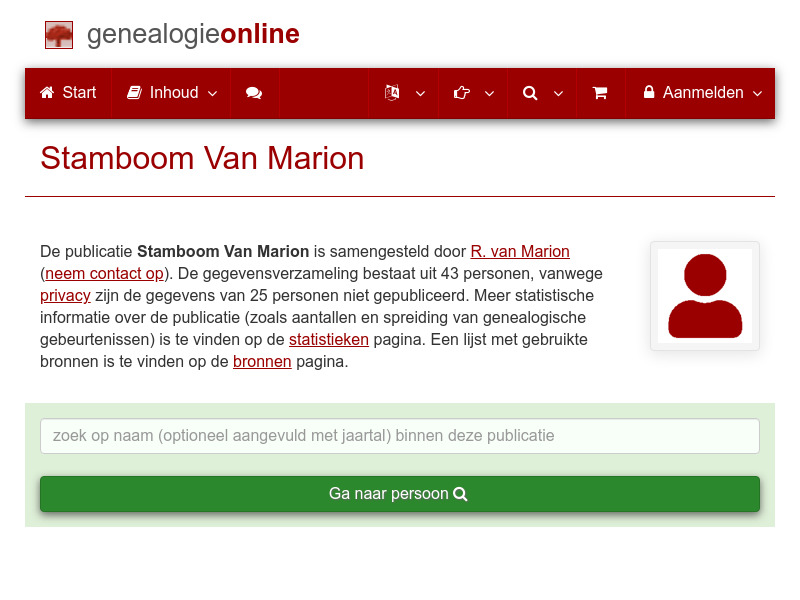 Screenshot van website