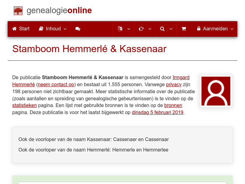 Screenshot van website