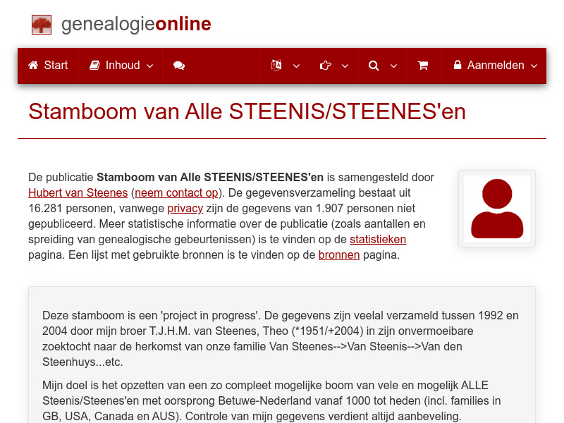 Screenshot van website