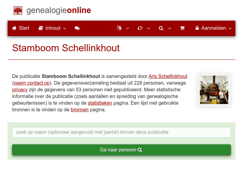 Screenshot van website