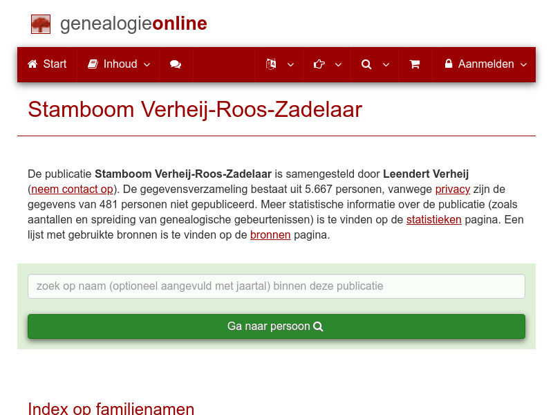 Screenshot van website