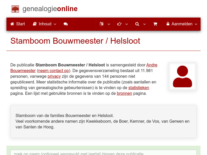 Screenshot van website