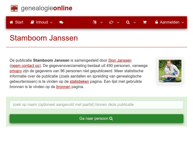 Screenshot van website