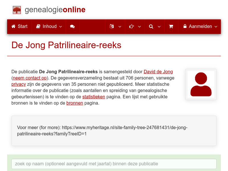 Screenshot van website