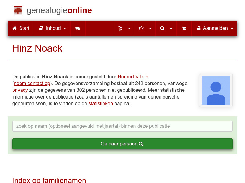 Screenshot van website