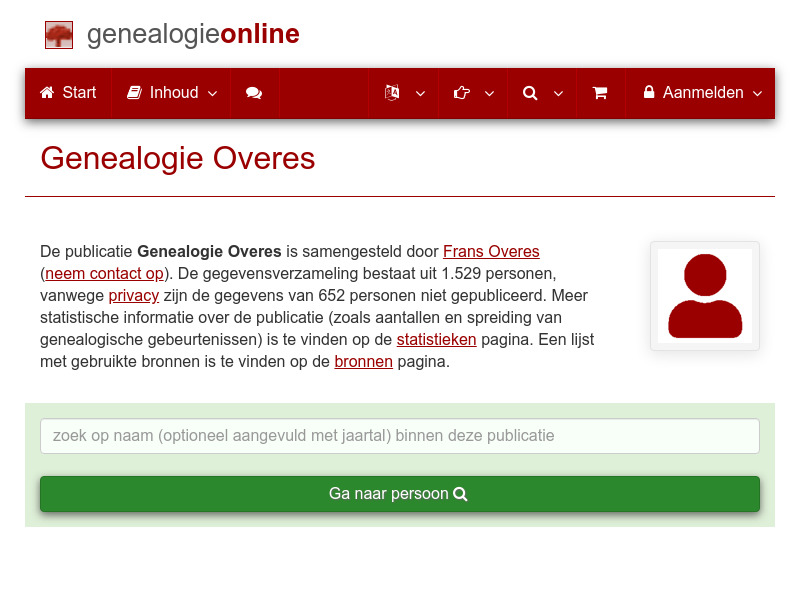 Screenshot van website