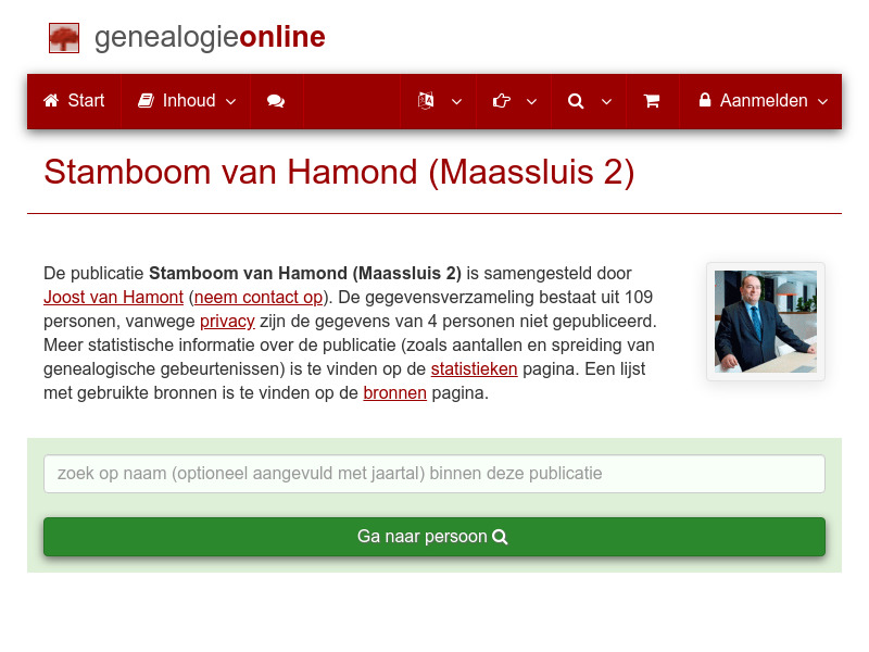 Screenshot van website