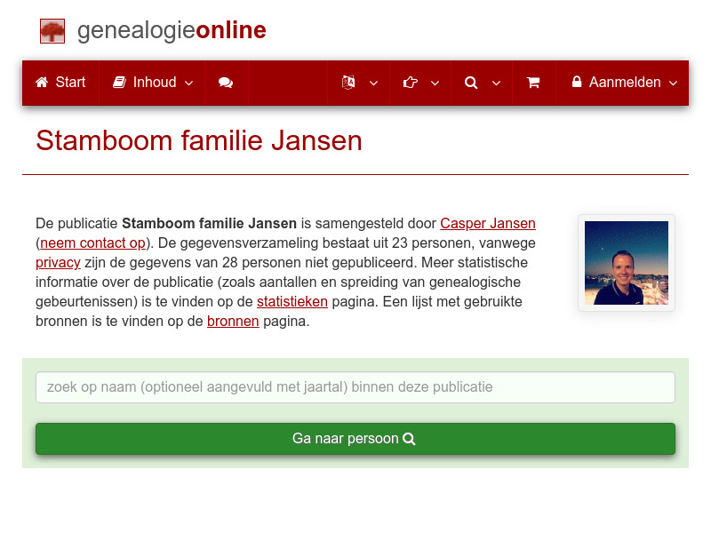 Screenshot van website