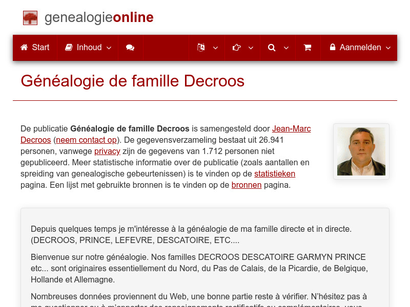 Screenshot van website