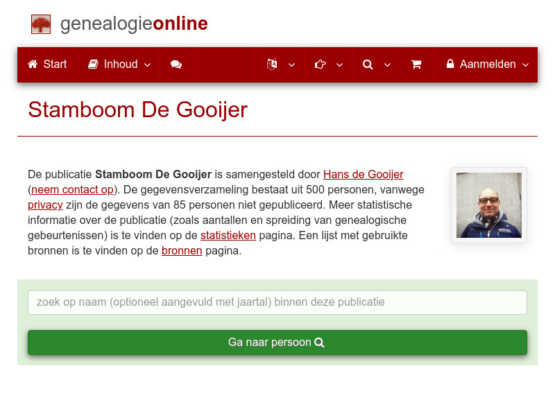 Screenshot van website