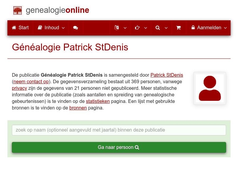 Screenshot van website