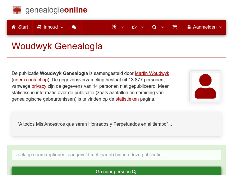 Screenshot van website