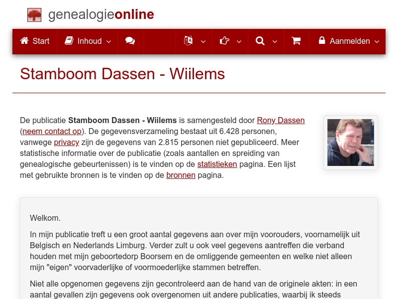 Screenshot van website