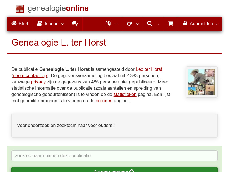 Screenshot van website