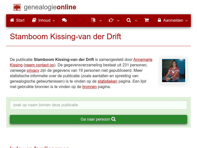 Screenshot van website