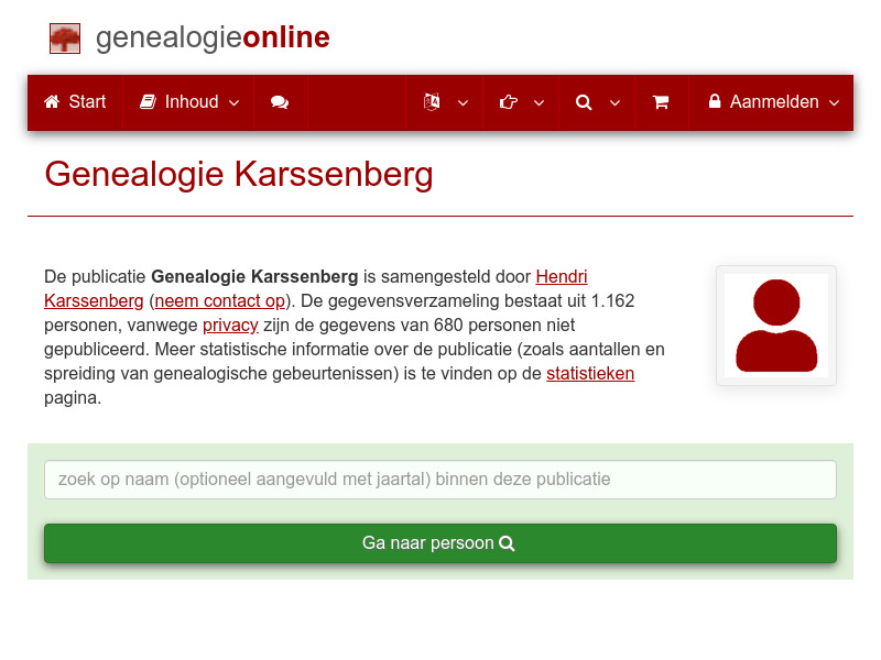 Screenshot van website